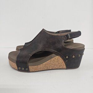 Boutique by Corkys Carley Sandals Wedge Slingback Cork Brown Retro Boho Casual 9